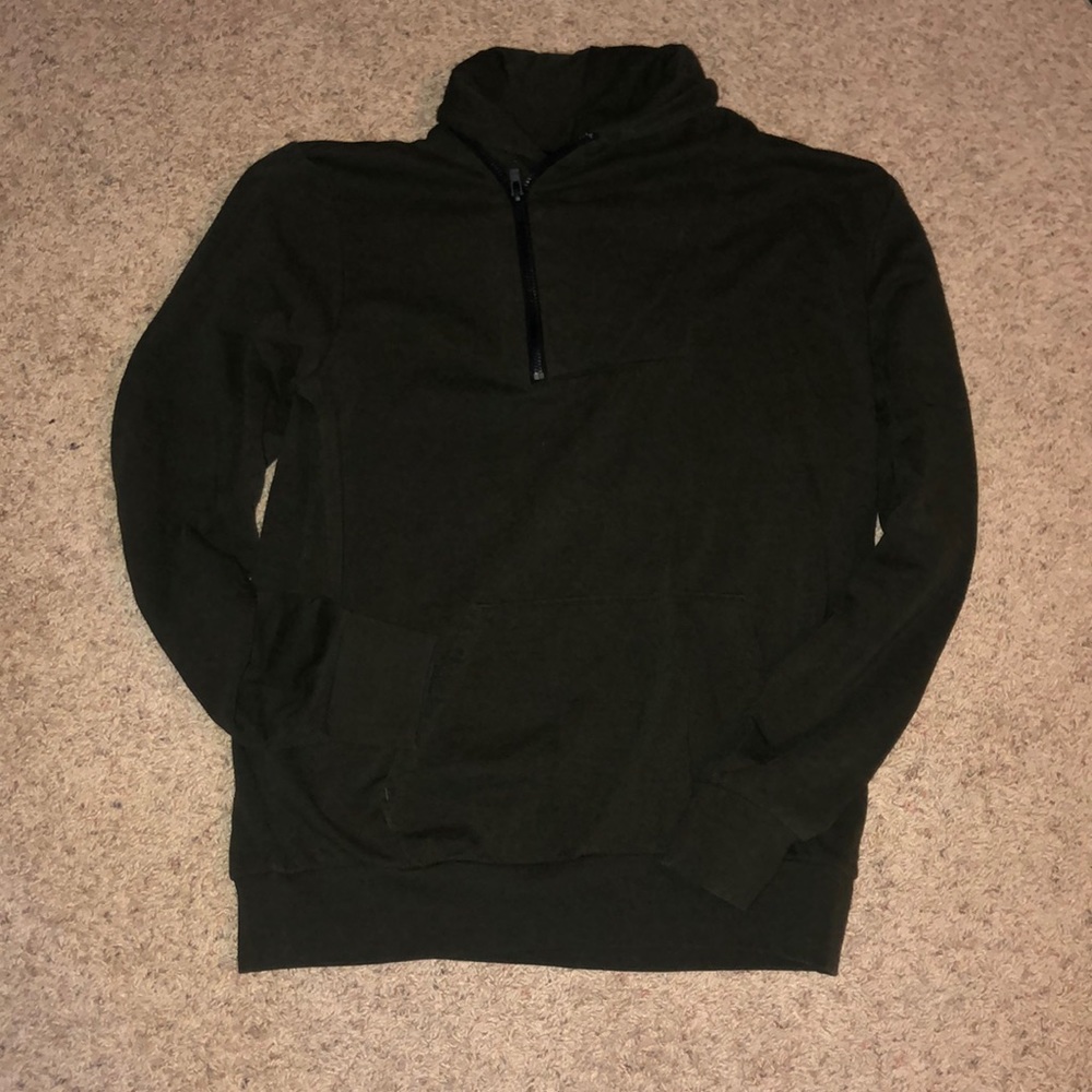 Army Green zip neck with front pocket sweater